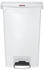 Rubbermaid Tret-Abfallbehälter Slim Jim® mit Pedal an der Breitseite, Kunststoff, 50 l, weiß
