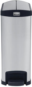 Rubbermaid Tret-Abfallbehälter Slim Jim®, Metall, 50 l, schwarz, Pedal an der Schmalseite