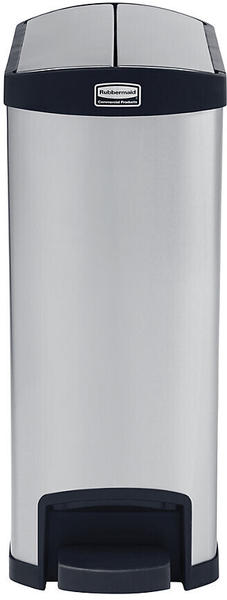 Rubbermaid Tret-Abfallbehälter Slim Jim®, Metall, 50 l, schwarz, Pedal an der Schmalseite