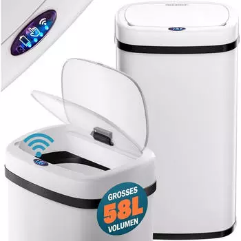 Monzana Sensor Mülleimer 58l weiß