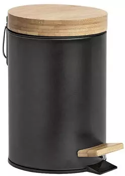 Zeller Treteimer (3 L) schwarz/bambus