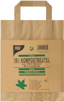 Papstar Kompostbeutel aus Papier mit Henkel 10L (30 Beutel)