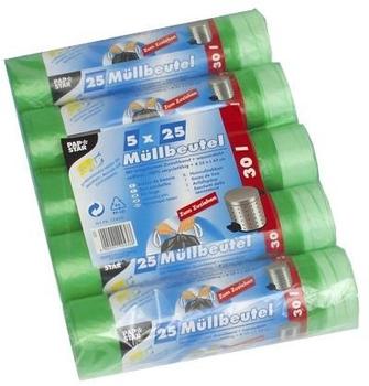 Papstar 625 Müllbeutel mit Zugband, HDPE 30 l 62 cm x 55 cm grün - green