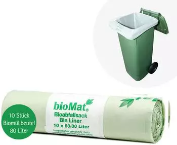 NaturaBiomat Kompostierbare 80l Müllsäcke 10 für Biotonne