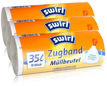 Swirl 3x Zugband Müllbeutel 35L ( 15 stk./ Rolle )