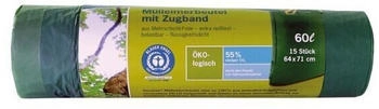 inapa Secolan Mülleimerbeutel mit Zugband grün 60l 15 St. inapa Secolan Mülleimerbeutel mit Zugband grün 60l 15 St.