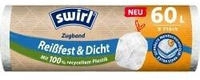 Swirl&reg; M&uuml;llbeutel Zugband Rei&szlig;fest & Dicht, 60 Liter 4008871219077 , 1 Rolle = 8