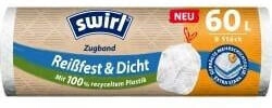 Swirl Zugband Reißfest & Dicht 60l aus recyceltem Plastik Müllsäcke 8 St.