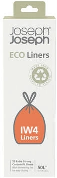 Joseph Joseph IW4 Öko Eco aus recyceltem Kunststoff, Küchenabfallbeutel mit Kordelzug, extra stark - Packung mit 20 Stück, fasst 50 Liter, grau (30132)
