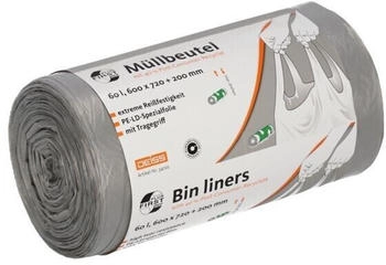 Deiss FIRST PLUS pcr Müllsack mit Tragegriff 60l grau 34025 1 Rolle=50 Säcke