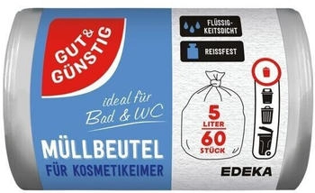 Gut & Günstig 60 Kosmetikeimerbeutel 5 L transparent Gut & Günstig 60 Kosmetikeimerbeutel 5 L transparent
