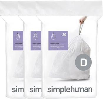 Simplehuman code D 3 x Pack mit 20 Stück 20 L zusgesamt 60 Beutel verpackt zu 3 x 20 Beutel