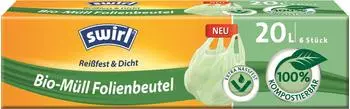 Swirl Bio-M&uuml;ll Folienbeutel , 1 Karton = 16 x 6 Beutel = 96 Beutel mit Tragegriff, 20 l