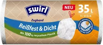 Swirl M&uuml;llbeutel rei&szlig;fest, mit Zugband, 35 Liter , 1 Karton = 9 Rollen &aacute; 11 Beutel