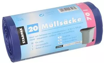 Starpak M&uuml;lls&auml;cke HDPE 70l, 100x58cm, blau, 23my, 500 St&uuml;ck (90458)