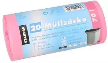 Starpak M&uuml;lls&auml;cke HDPE 70l pink 23my, 100x58cm, 500 St&uuml;ck (90465)