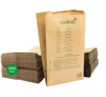 NaturaBiomat Kompostierbare Papiertüten für Biomüll 10l, 500 Stück, nassfest (100525)