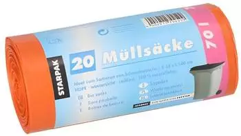 Papstar M&uuml;lls&auml;cke HDPE 70l, 100x58cm, orange, 23my, 500 St&uuml;ck