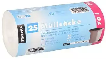 Papstar M&uuml;lls&auml;cke HDPE 70l transparent, 100x57,5cm (19544)