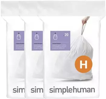 Simplehuman Code H passgenaue Müllbeutel 30-35L, 60 Stück, weiß (CW0258)