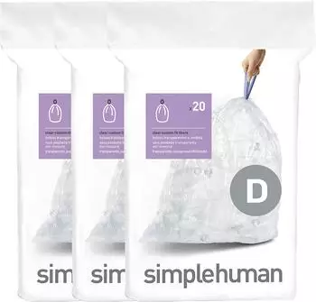 Simplehuman Müllbeutel Code D, 20L, transparent, 60 Stück (CW0278)