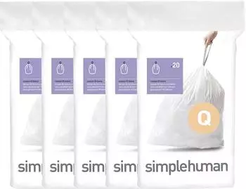 Simplehuman Code Q Müllbeutel 50% recycelt Kordelzug 50-65L weiß (CW0176CP)