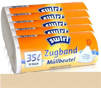 Swirl 5x Zugband Müllbeutel 35L ( 15 stk./ Rolle )