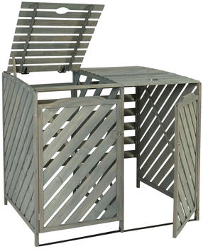 Mendler 2er-Mülltonnenverkleidung XL HWC-J44 erweiterbar 112 x 63 x 96 FSC-Holz grau (80543+80547)
