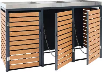 Mendler Mülltonnenbox 3 Stück 170 kg Holzoptik – Die perfekte Lösung für Ihre Mülltonnen: Mendler Mülltonnenbox 3 Stück 170 kg Holzoptik