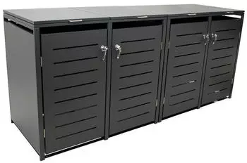 DEGAMO M&uuml;lltonnenbox K&ouml;ln 4 x 240 Liter Stahl anthrazit