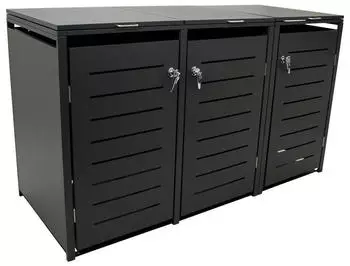 DEGAMO M&uuml;lltonnenbox K&ouml;ln 3 x 240 Liter Stahl anthrazit
