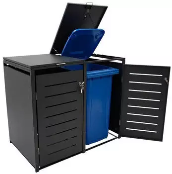 DEGAMO Mülltonnenbox Köln 2 x 240 Liter Stahl anthrazit – Hochwertige Materialien und durchdachtes Design
