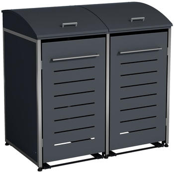 DEGAMO Mülltonnenbox Kiel 2 x 240 Liter Edelstahl grau/Stahl anthrazit
