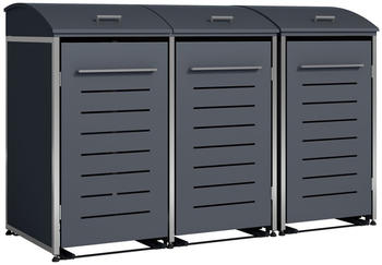 DEGAMO Mülltonnenbox Kiel 3 x 240 Liter Edelstahl grau/Stahl anthrazit