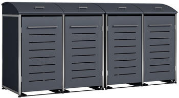 DEGAMO Mülltonnenbox Kiel 4 x 240 Liter Edelstahl grau/Stahl anthrazit