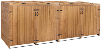 Mendler Mülltonnenverkleidung HWC-H74 4 x 240 Liter braun