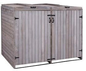 Mendler Mülltonnenverkleidung HWC-H74 2 x 240 Liter grau