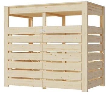 Karibu M&uuml;lltonnenbox mit Hochbeet 2 x 240 Liter natur