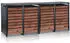 Zelsius Mülltonnenbox-Set 4 x 240 Liter Stahl anthrazit/Holzoptik Walnuss