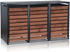 Zelsius Mülltonnenbox-Set 3 x 240 Liter Stahl anthrazit/Holzoptik Walnuss