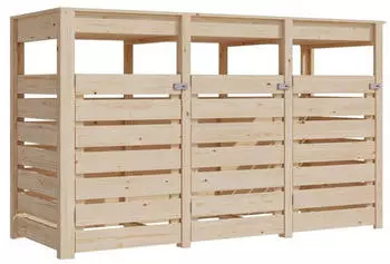 Karibu M&uuml;lltonnenbox f&uuml;r 3 x 240 Liter 238 x 88 x 143 cm naturbelassen