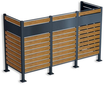 Metzler Mülltonnen-Sichtschutz 3 x 340 Liter 85 x 245 x 150 cm Holzoptik Eiche