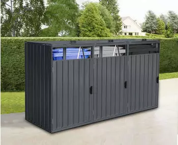 Home Deluxe Mülltonnenbox Cubo 3 x 240 Liter anthrazit – Robustes Material und durchdachtes Design