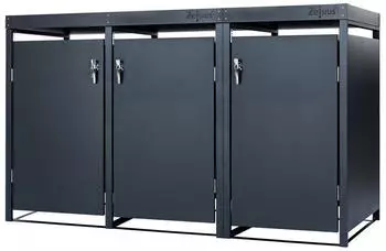 Zelsius M&uuml;lltonnenbox 3er 120 - 240 Liter mit Pflanzdach anthrazit