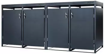 Zelsius M&uuml;lltonnenbox 4er Set mit Pflanzdach Edelstahl anthrazit (AB976308)