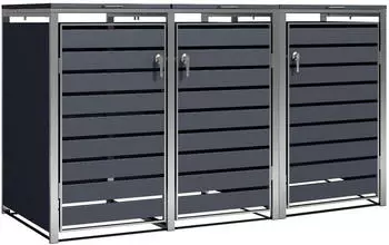 Zelsius RAL 7016 M&uuml;lltonnenbox 3er Set inkl. Erweiterungsm&ouml;glichkeit Edelstahl anthrazit
