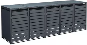 Westmann Mülltonnenbox 5er Set mit Deckel 332x80x116 cm anthrazit (WMJGBC212-A-5)