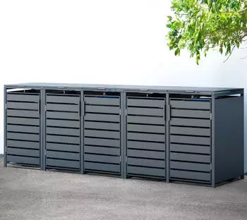 Westmann Mülltonnenbox 5er Set mit Deckel 332x80x116 cm anthrazit (WMJGBC212-A-5) – Robuste Konstruktion für Langlebigkeit