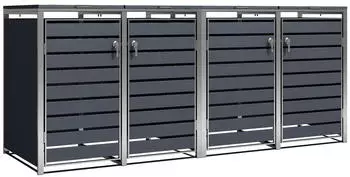 Zelsius RAL 7016 M&uuml;lltonnenbox 4er Set inkl. Erweiterungsm&ouml;glichkeit Edelstahl anthrazit (AB976219)