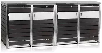 Zelsius RAL 7016 M&uuml;lltonnenbox 4er Set inkl. Erweiterungsm&ouml;glichkeit Edelstahl anthrazit (MBOX7)
